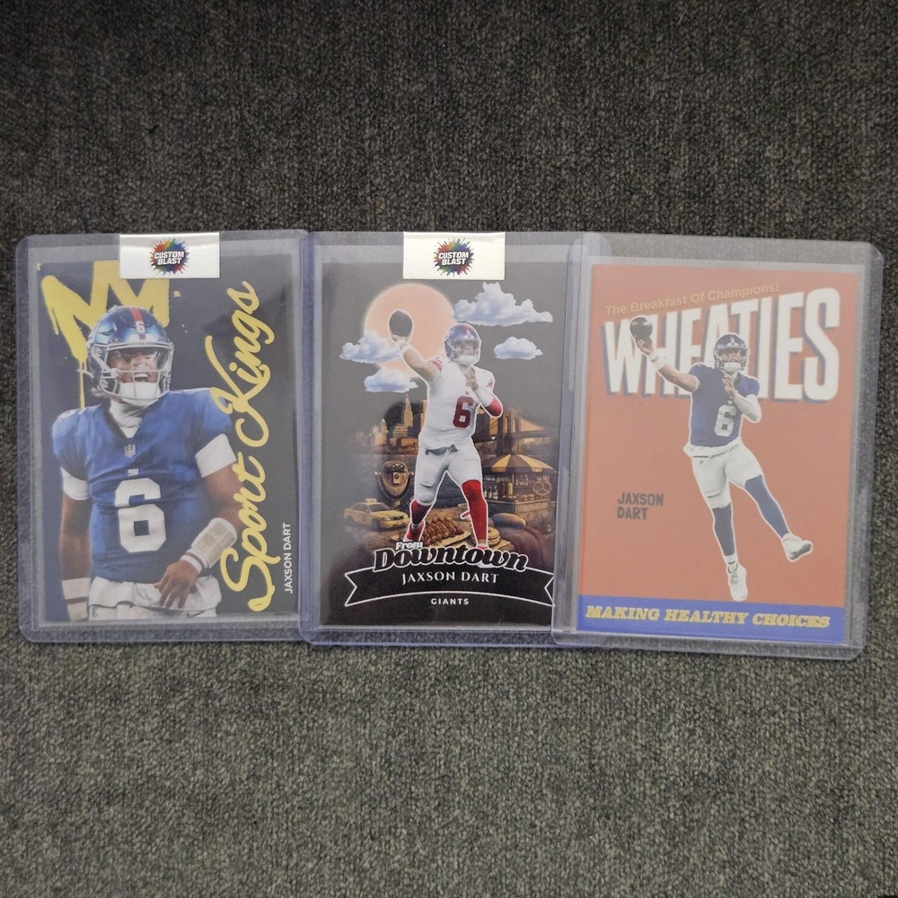Jaxson Dart‎ CUSTOM Lot of (3) Football Cards New York Giants